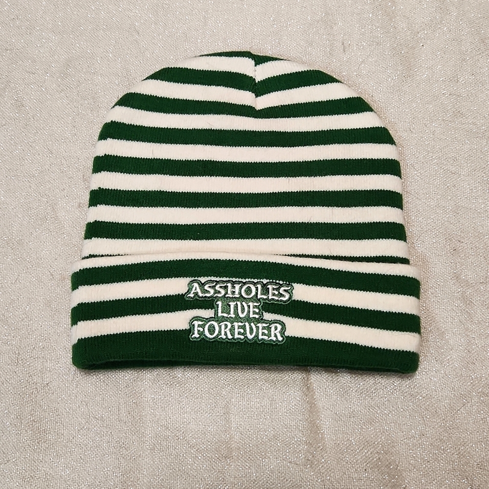 ALF Green & White Stripe Essential Patch Beanie